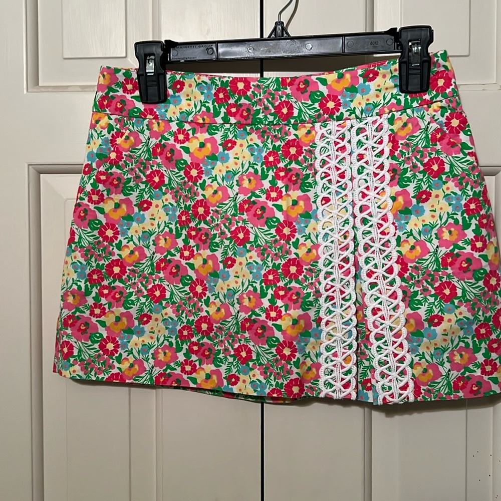 Lilly Pulitzer Floral Mini Skirt in Pink, Green, Yellow